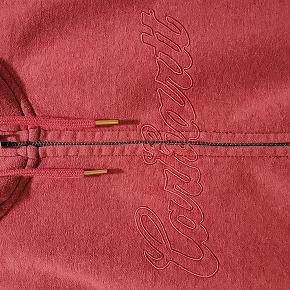 Carhartt Full Zip Maroon Embroidered Hoodie Size M 8-10 - Picture 2 of 8